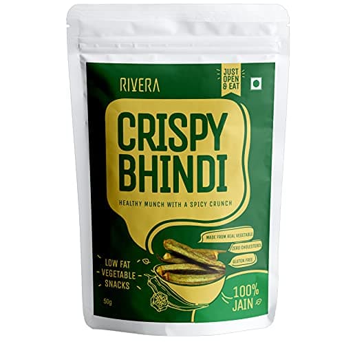 Rivera Crispy Bhindi (Jain),Okra Chips, Vegetable Snacks, Vacuum Cooked So No Need To Cook, Ready To Eat, 50G Each (Pack of 2) — image 2
