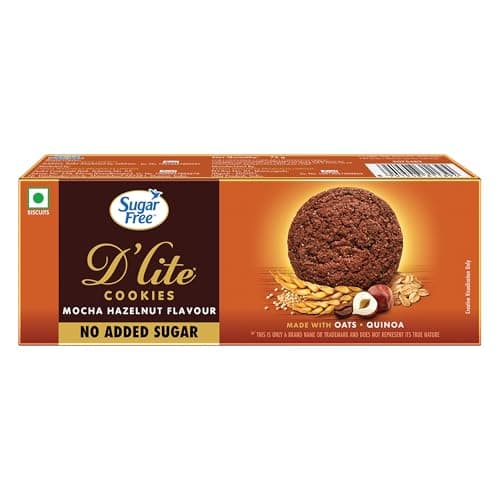 Sugar Free D'lite Mocha Hazelnut Flavour Cookies | Zero Added Sugar | Made With Oats & Quinoa, 75 Gram — image 3