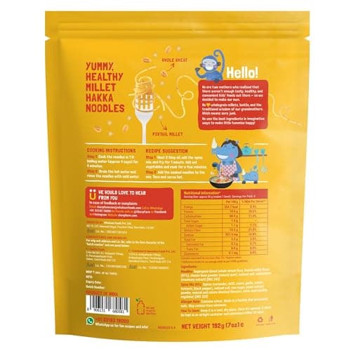 Slurrp Farm No Maida Hakka Noodles, Not Fried, No MSG, Classic Millet and Mild Millet Noodles Combo, Pack of 2, 192g Each — image 6