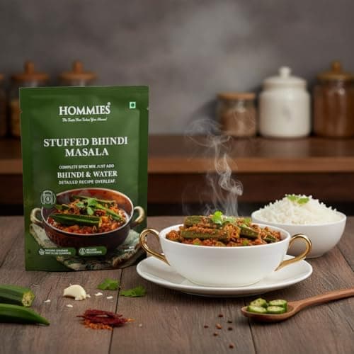 Hommies Stuffed Bhindi Masala Spice Mix | Ready to Cook in Minutes | Just Add Ladyfinger & Water | Serves 4 | Healthy Curry Masala with No Preservatives | Pack of 4 (200g, 50g Each) — image 5