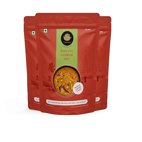 Cinch Eats (Since 1996) Instant Sambar Powder Just Add Oil, Ready Under 5 Min | Tasty Ready To Eat Sambar Mix No Garlic & Onion | No Artificial Colors/Flavours & No Preservatives (110g) — image 5
