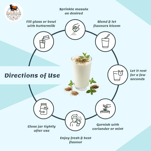 Kamdhenu Gauveda Panjabi Chaas Masala| Gujarati Chaas Masala | Blend With Natural Ingredients Cumin, Coriander, Pudina, Salt, Jeera | No Preservatives | No Onion No Garlic | Pack In Premium Organic Glass Jar With Steel Cap (500g, Chaas & Curd Masala) — image 4