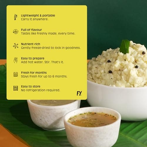 Chutnefy Ghee (Ven) Pongal (With Coconut Chutney & Sambar) | 95g Freeze-Dried Instant Meal | Just Add Hot Water to make a meal for 1 | 0% Preservatives or Additives — image 4