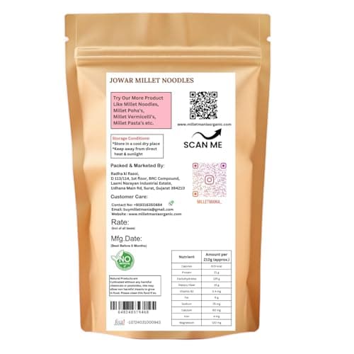 Millet Mania Sorghum Millet Jowar Noodles – Healthy Noodles for Kids & Adults | No Maida, High Fiber, Diabetic-Friendly, Easy to Cook | Guilt-Free Maida Alternative | 210g (Pack of 1) — image 2
