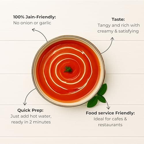 D'aromas Instant Jain Tomato Soup 10Kg, Instant Premix Powder With No Onion & No Garlic, Mix Powder, Veg Soup, No Artificial Flavour & Colour (Each 500gm) (Pack Of 20) — image 7