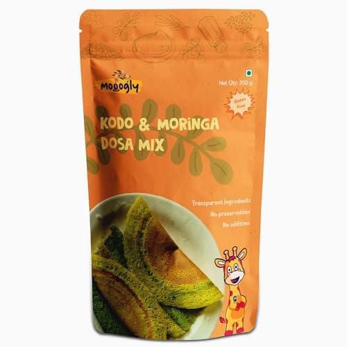 Kodo & Moringa Dosa Mix 200g - Gut Friendly Instant Breakfast | Vegan & Gluten-Free | High Protein & Fiber | No Additives or Preservatives | Easy to Cook Instant Chilla Mix for Busy Morning