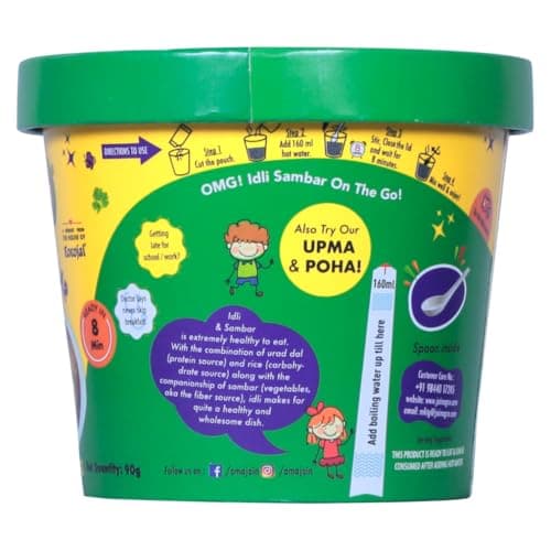 Amajain Instant Sattvik Healthy Idli Sambar, Ready-to-Eat, No Added Preservatives, No Added Flavours, Jain-Friendly, 90g (Pack of 2) — image 6