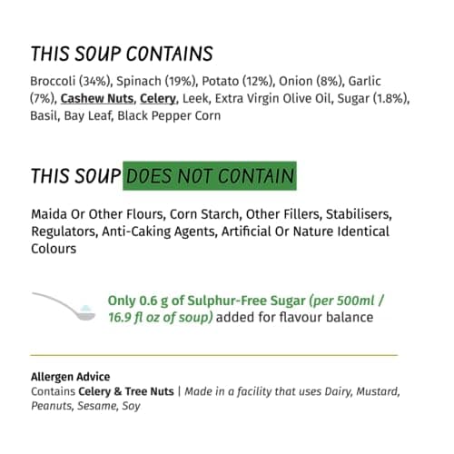 Simplify Foods Spinach & Broccoli Instant Soup | Made with 34% Broccoli & 19% Spinach | Pack of 1 (Makes 500ml) | Just Add Hot Water | No Cooking Required | Clean Label | 0% Additives or Preservatives — image 6
