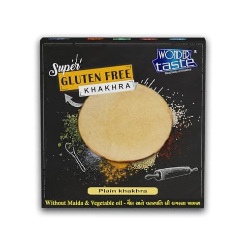 WONDER TASTE Gluten Free Plain Khakhra Pack of 2 (200g Each) | No Maida | No Vegetable Oil | Super Healthy Diet Low Calorie Snacks | Delicious Roasted Gujarati Bites | Free Masala Packet Inside