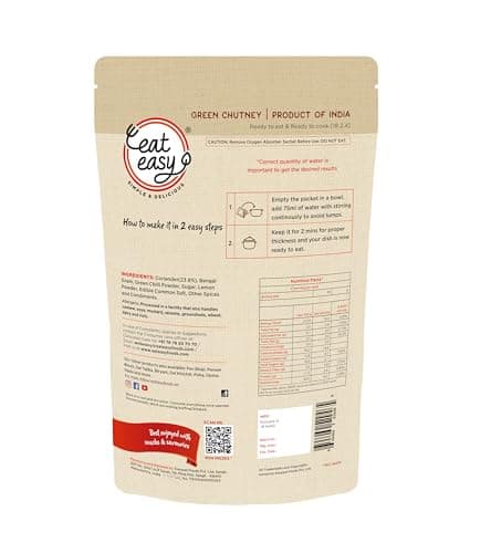 Eat Easy Ready To Eat Coriander Green Chutney- 50gm (Pack of 2) I No Grinding, Just Add Water and Cook I Tangy & Flavorful, Freeze Dehydrated Fresh Green Dhaniya Chutni Pairs well with Parathas, Sandwiches, Kebab's, Chaats & Snacks I Supports Digestion — image 2