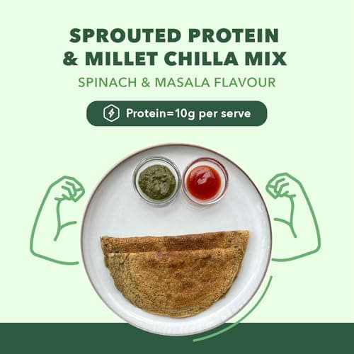 Natible Sprouted Protein & Millet Chilla Dosa Mix (Spinach Masala) Instant Breakfast Meal I Gluten Free I High Protein I No Onion No Garlic I Suitable for Kids & Adults I Travel Friendly 200g — image 5
