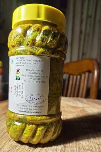 Laveena's Tripti SPECIAL MASALA MIRCH, carefully handcrafted with love by jain aunty! Rajasthani flavoured मट्ठा मिर्ची, green chilly pickle with less oil (Pack Of 1, 400 GR) — image 6