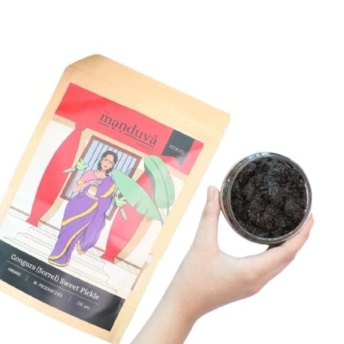 The Manduva Project Gongura Sweet Pickle 250g | No Onion | Andhra Homemade Sorrel Leaves Achar | With Jaggery & Tamarind | Sweet, Tangy & Spicy | No Preservatives