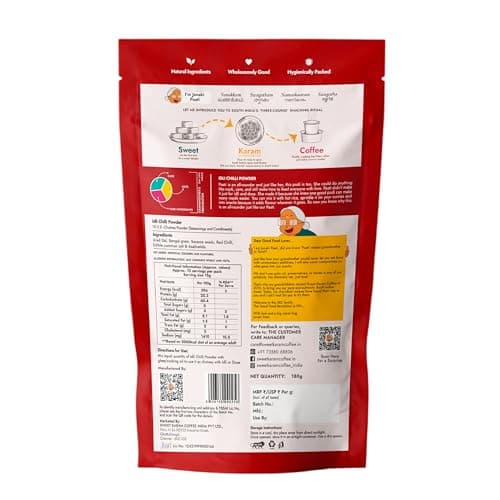Sweet Karam Coffee Idli Podi (Chilli Gun Powder) – 180g | Authentic South Indian Homemade Spice Mix | Aromatic & Flavorful | No Preservatives | Tasty & Healthy | Perfect with Idli, Dosa & Rice — image 5