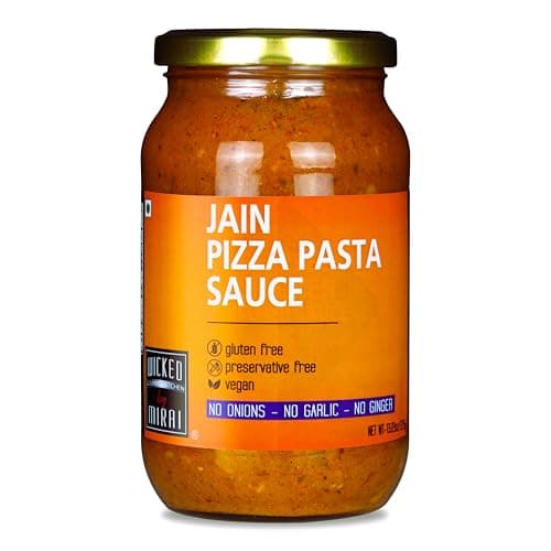 WICKED GOURMET KITCHEN by MIRAI® I Jain Pizza Pasta Sauce I Fresh Tomato & Basil Sauce I No Onions – No Garlic I Pizzeria style Sauce I Preservative Free – Gluten Free – Vegan I Nett Wt: 375g