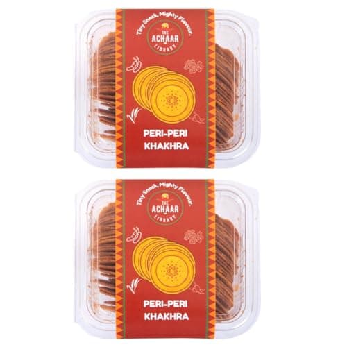 Peri Peri Mini Khakhra by The Achaar Library | Whole Wheat Crisps | Bite-Sized | Pack of 2 (180g*2)