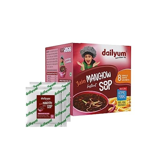 Dailyum Jain Instant Manchow Soup| 8 Single Serve Sachets | Just Boil-Stir-Sip | 12g Each Sip-A-Soup| Natural | No MSG | Pack of 2 Box | Travel friendly — image 3