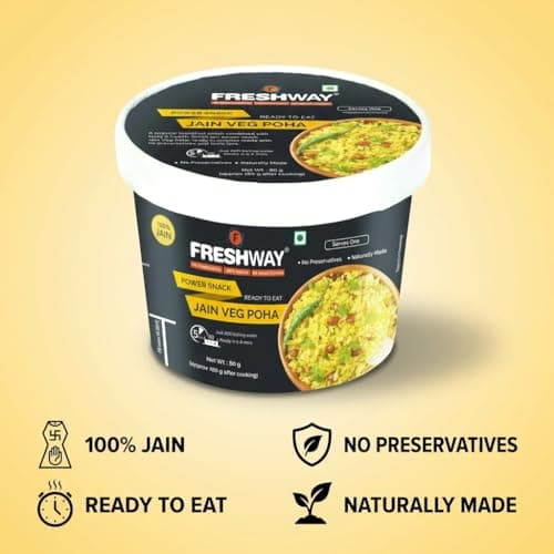 Freshway Jain Veg Poha Quick & Easy Ready to Eat Healthy Snack | 100% Jain No Onion No Garlic No Preservatives | Nutritious & Delicious Breakfast or Anytime Meal | Made with Real Veggies | Lightweight Travel Friendly Ideal for Office Hostel & Travel | Pack of 6 — image 7