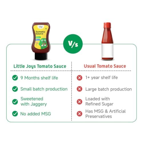 Little Joys Tomato Sauce Squeeze For Kids | No Refined Sugar, No Added Preservatives, No Chemicals | 100% Vegetarian | Tomato Ketchup With Jaggery | 320gm (Pack of 2) — image 8