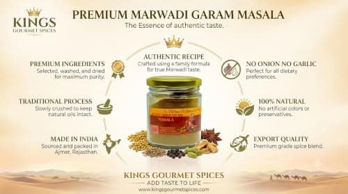 KING's Gourmet Spices Marwadi Garam Masala Powdered | No onion No garlic| Jain Spices Mix| Made up of 18 Spices| Home made| Zero preservative | 100% Natural — image 5