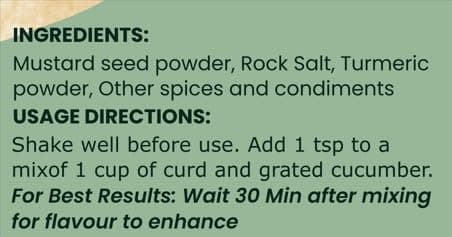 Forgotten Flavours - Pahadi Raitha Masala | Rai/Mustard Infused Authentic Pahadi Raita Masala Seasoning Mix Powder, No Preservatives | Chaas Masala | Buttermilk Masala | 80 GMS | Pack of 1 — image 2