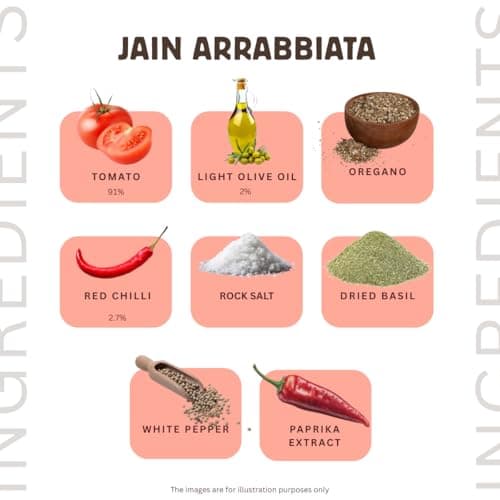 Kitchen Secret Jain Arrabbiata No Onion No Garlic Spicy Red Pizza Pasta Sauce 390g - For Pasta, Spaghetti, Pizza, Sandwiches, Wraps, Quality Ingredients, No Preservatives, Taste of Italy — image 2
