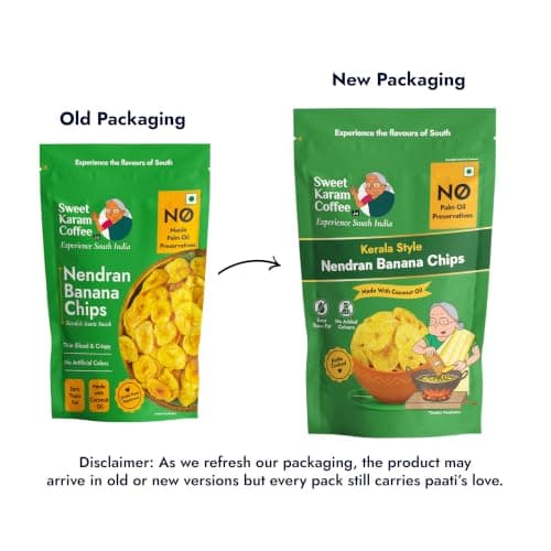 Sweet Karam Coffee Nendran Banana Chips – 200 grams | Made with 100% Coconut Oil | No Preservatives | Kerala Special Crispy, Thin Sliced Yellow Plantain Wafers | Healthy Tea Time Snack — image 8