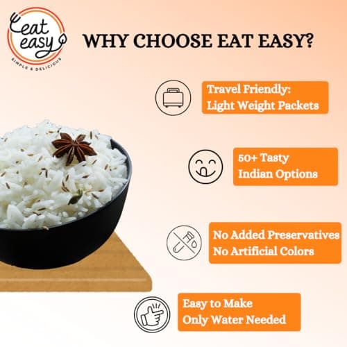 Eat Easy Ready To Eat Jeera Rice - 95gm, Instant Food | Indian Meal, Travel Food | No Preservatives, No Added Artificial Colours & Flavours | Just Add Water and Cook — image 4