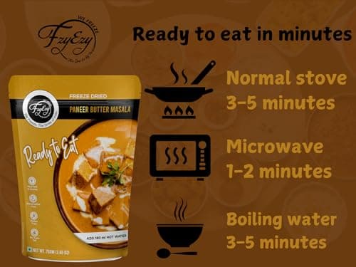 FzyEzy Freeze-Dried Jain Paneer Butter Masala – 75g | Instant Jain Indian Cuisine | Authentic No Onion, No Garlic Paneer Butter Masala Gravy | Jain Vegetarian Gourmet Delight | Ready-to-Eat | Gluten-Free | Preservative-Free Meal — image 8