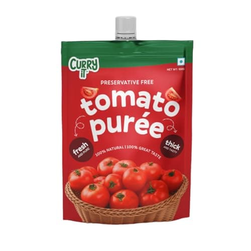 CURRYiT Tomato Puree | Made With 100% Fresh Hand Picked Tomatoes | No onion & Garlic | Tomato Paste For Cooking Pasta & Curries | No Added Preservatives or Colors | Pure & Natural (100g x 3) 300g — image 2