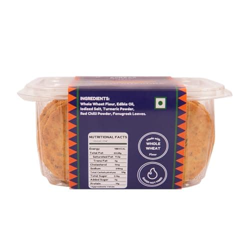 Methi Mini Khakhra by THE ACHAAR LIBRARY | Whole Wheat Crisps | Bite-Sized | (180 grams) — image 6