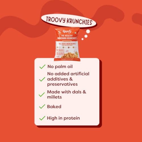 Troovy Makhana Krunchies (Pack of 3)| Natural Ingredients, Made with Makhana, Jowar, Chana Dal, Soy Protein, Ragi & Quinoa | Baked Snacks | 70gm x 3 — image 6