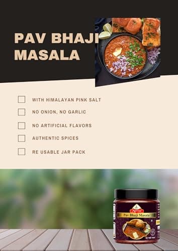 Marwar Special Pav Bhaji Masala Powder with Natural Oils - 1 KG, Blended Spice for Authentic Taste and Colour, For Healthy Delicious & Flavourful Cooking, No Garlic & Onion Used (Re-usable Jar Pack) — image 3