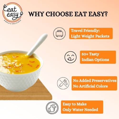 Eat Easy Ready To Eat Aamras, 65gm (Pack of 1) | Freeze Dehydrated Instant Alphanso Pure Mango Pulp | Just Add Water | No Preservatives, No Added Artificial Colours & Flavour For Hostel, Trekking, Campign, Travel — image 3
