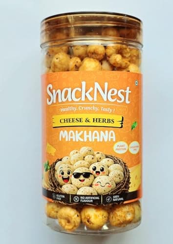 SnackNest Cheese & Herbs Makhana, Roasted Fox Nuts, Gluten Free, No Artificial Flavour, Plant Protein, 70g