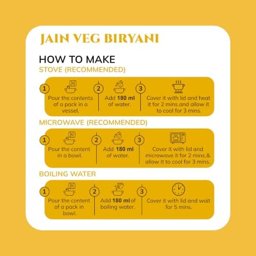 Bowlful Jain Veg Biryani, 70 GMS,Pack of 3, Rice with Rich Raw Spices. 100% Natural, Freeze Dried Food — image 6