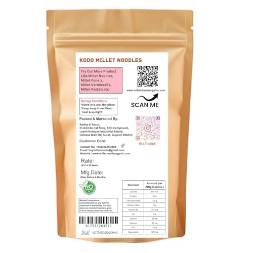 Millet Mania Kodo Millet Noodles | Nutrient-Packed, Gluten-Friendly & High-Fiber Instant Noodles with Traditional Taste | Healthy, Quick-Cooking Snack for Kids, Adults & Seniors | 210g (Pack of 1) — image 2