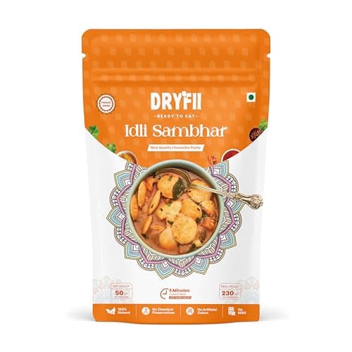 Dryfii Ready to Eat Idli Sambhar | South Indian Instant Breakfast | No Preservatives | Freeze Dried | Healthy & Tasty | Travel Friendly Veg Meal (50g Makes 230g) — image 3
