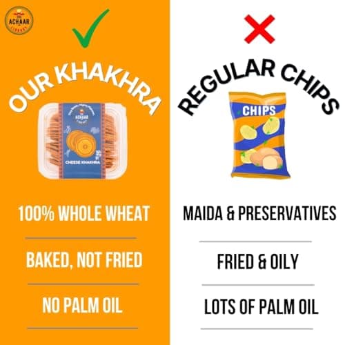 Methi & Achari Mini Khakhra Combo Pack Of 2 by THE ACHAAR LIBRARY | Whole Wheat Crisps | Bite-Sized | (180 grams each, Pack of 2) — image 4