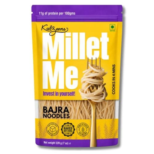 Millet Me by Kuizeens Bajra - 220g | Pearl Millet | Diabetic Friendly |Gluten-Free Noodles | High Fiber & Protein | Vegan & Diabetic-Friendly | Heart Healthy | Traditional Pearl Millet Noodles for Wholesome Meals | Jain | No Onion & Garlic