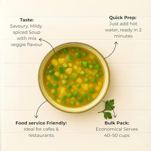 D'aromas Instant Mix Veg Soup 10Kg, Instant Premix Powder With No Onion & No Garlic, Instant Mix Powder, Veg Soup, No Artificial Flavour & Colour (Each 500gm) (Pack Of 20) — image 4