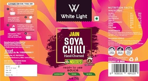 White Light Food Jain Hot Chilli Sauce and Jain Soya Chilli Sauce l Vegan and Natural Ingredients l Ready to Eat Healthy Food (Combo Pack of 2, 250gm Each) — image 4