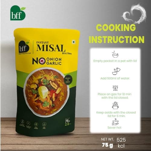 Instant Misal - No Onion, No Garlic | Instant Misal 300g (75g x 4) | Ready To Eat Breakfast Mix, Spicy & Flavorful, Perfect for Busy Mornings. — image 4