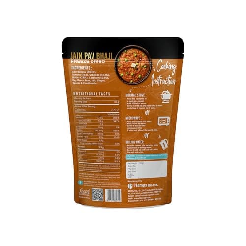 FzyEzy Freeze-Dried Jain Pav Bhaji – 55g | Indian Classic Snack Delight | No Onion, No Garlic | Pure Veg | Gluten-Free | Preservative-Free | Instant Mumbai Street Food — image 2