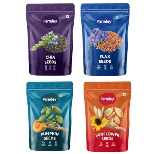 Farmley Edible Seeds Combo 800 g | Chia Seed + Sunflower Seed + Pumpkin Seed I Superfood Mix for Healthy Eating | Rich in Protein & Fiber (200g, each) (Pack of 4)