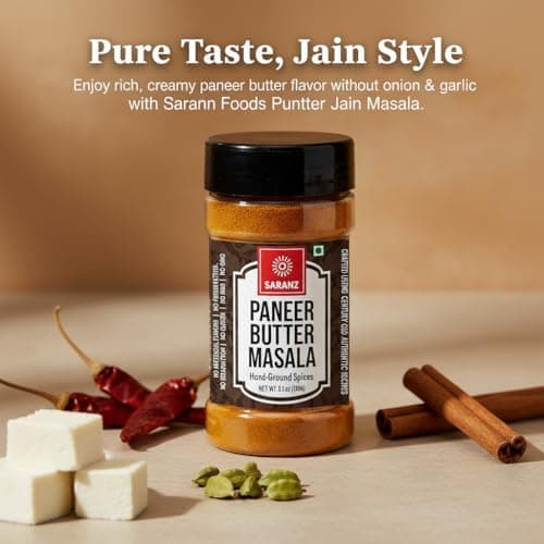 SARANZ Paneer Butter Jain Blended Masala Perfect for Cooking, Ready to Use, No added colours, Spice Powders and Masalas, Premium Artisanal Spices with Rich & Strong Flavour-100 Grams Sprinkler Jar — image 4