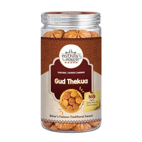 Mithila Magic Gud Thekua – Authentic Sweet Snack | Whole Wheat & Desi Ghee | No Sugar, No Preservatives, No Palm Oil | Traditional Chhath Prasad & Healthy Alternative | Original Mithila Recipe | 300g