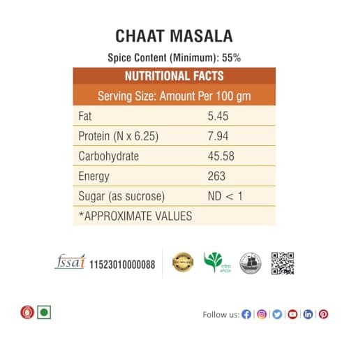 Bhoj Masale Chaat Masala Powder 450GM | Blended Spices Used in Saute Veggies, Fruit Salads, Snacks, Curries, Buttermilk, Sharbats, Fruit Juice. No colour, no preservatives, no onion & no garlic ( Jain Masala ) — image 2