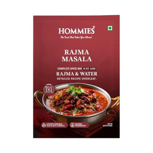 Hommies Rajma Masala Curry Spice Mix | Ready to Cook in 15 Mins | Just Add Rajma & Water | Authentic Punjabi Curry Masala | Serves 4 | Bold & Flavorful Taste | No Preservatives | Pack of 4 (200g, 50g Each)