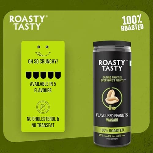 Roasty Tasty Wasabi Flavour Roasted Peanuts|Healthy Snacks|Rich In Protein & Fibre|Roasted, Not Fried Snacks|Healthy Food|Namkeen Peanuts|Crunchy Masala Peanuts|Pack Of 2 (150G Each) — image 7